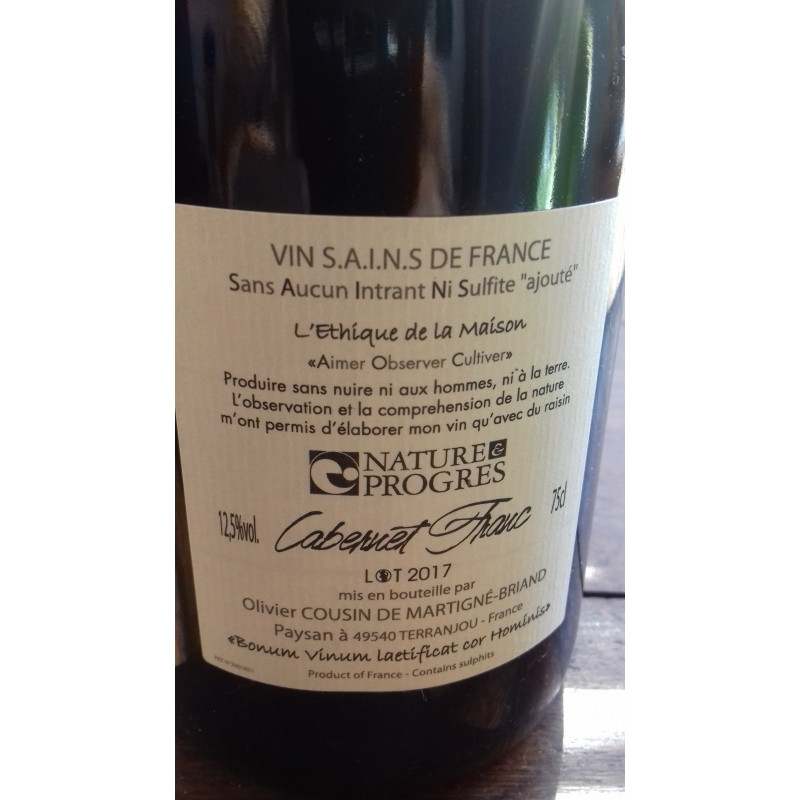 Vin Nature (SAINS) Anjou - Cuvée Pure Breton d'Olivier Cousin